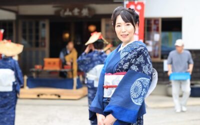 新作弓浜絣デザイン着物お披露目